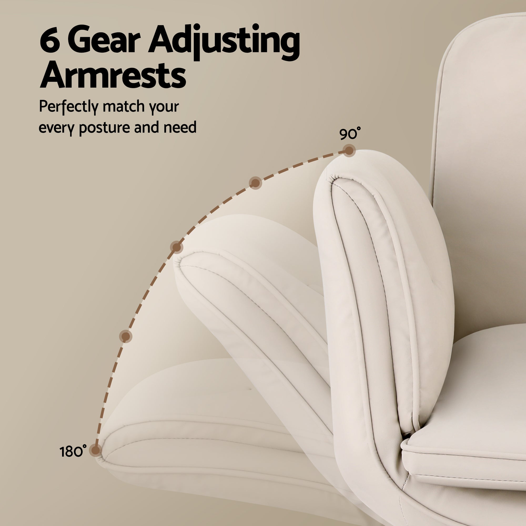 Criss Cross Ergonomic Office Desk Chair with Wheels & Adjustable Armrests - Beige