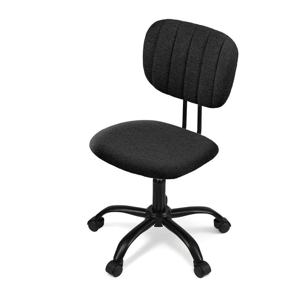 Armless Office Chair with Wheels, Ergonomic 360° Swivel Home Office Desk Chair, Height Adjustable Computer Task Chair with Fabric Back and Seat for Small Space, Black