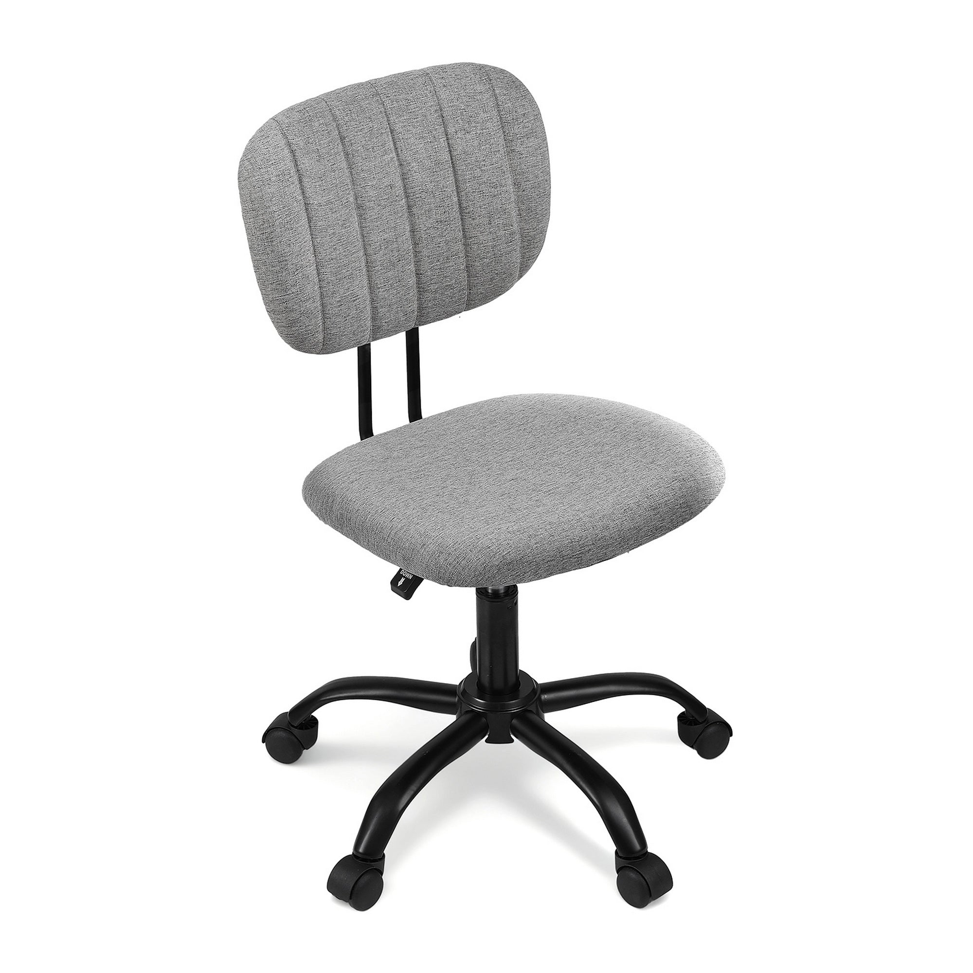 Armless Office Chair with Wheels, Ergonomic 360° Swivel Home Office Desk Chair, Height Adjustable Computer Task Chair with Fabric Back and Seat for Small Space, Grey