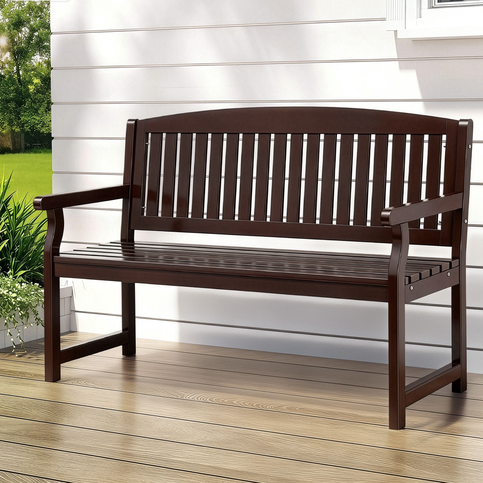 Outdoor Garden Bench 2 Seater Wooden Lounge Chair Patio Furniture - Brown