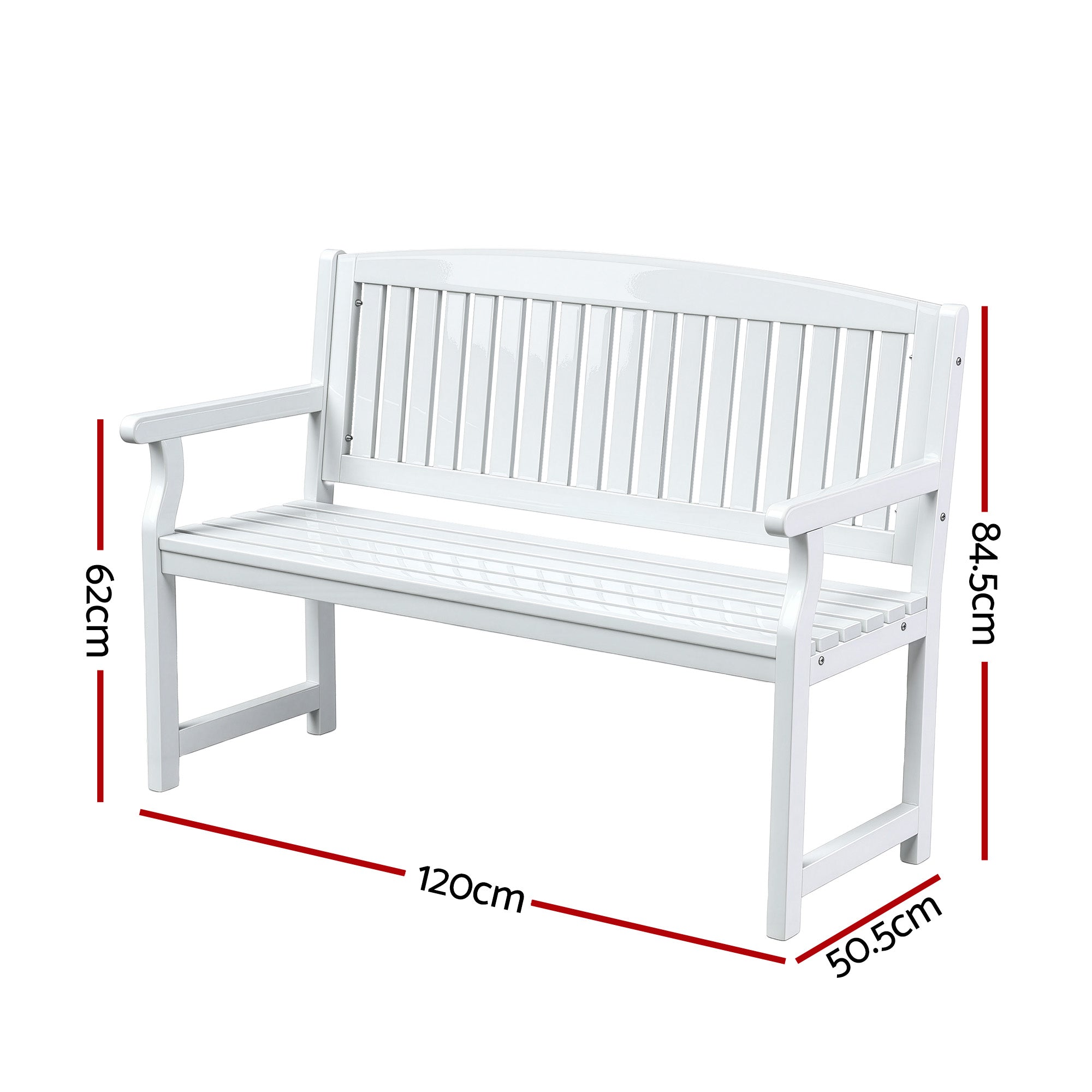 Outdoor 2 Seater Garden Bench Wooden Lounge Chair - White