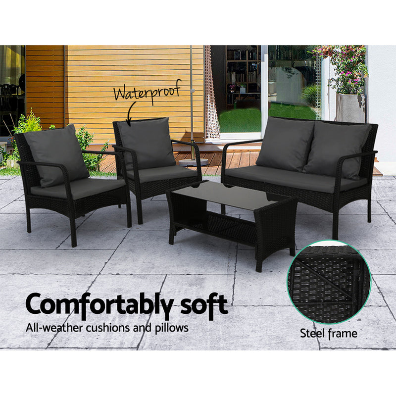 Outdoor Sofa Set Lounge Setting Wicker Table and Chairs Garden Patio Furniture