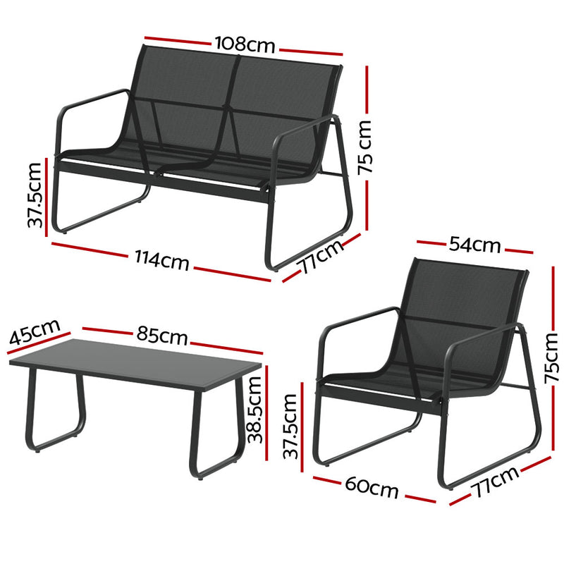 Outdoor Sofa Set Lounge Setting Textilene Table and Chairs Garden Patio Furniture