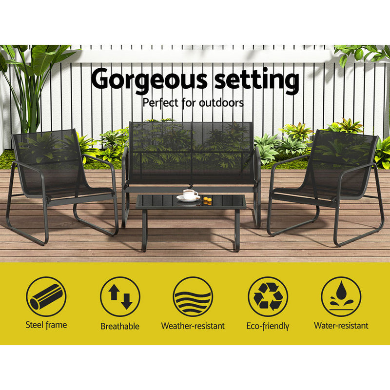 Outdoor Sofa Set Lounge Setting Textilene Table and Chairs Garden Patio Furniture