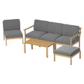 5-Seater Outdoor Sofa Set Wooden Lounge Setting 6PCS