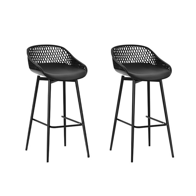 Set of 2 UV Resistant Outdoor Bar Stools Black