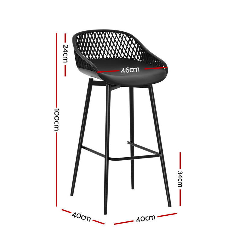 Set of 2 UV Resistant Outdoor Bar Stools Black