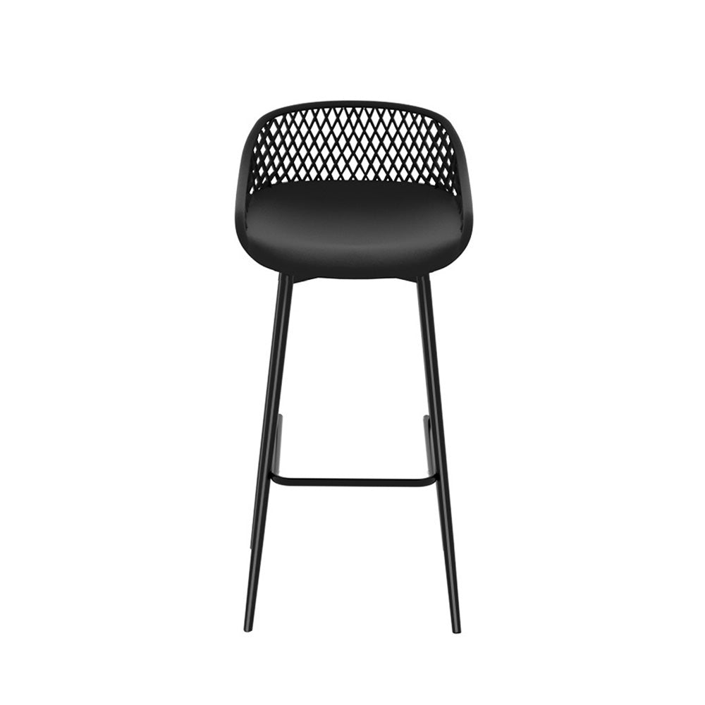 Set of 2 UV Resistant Outdoor Bar Stools Black