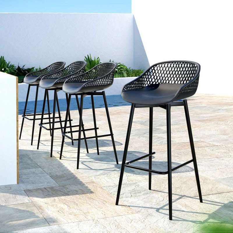 4pcs Outdoor Bar Stools Plastic Metal Bistro Patio Dining Chair Balcony