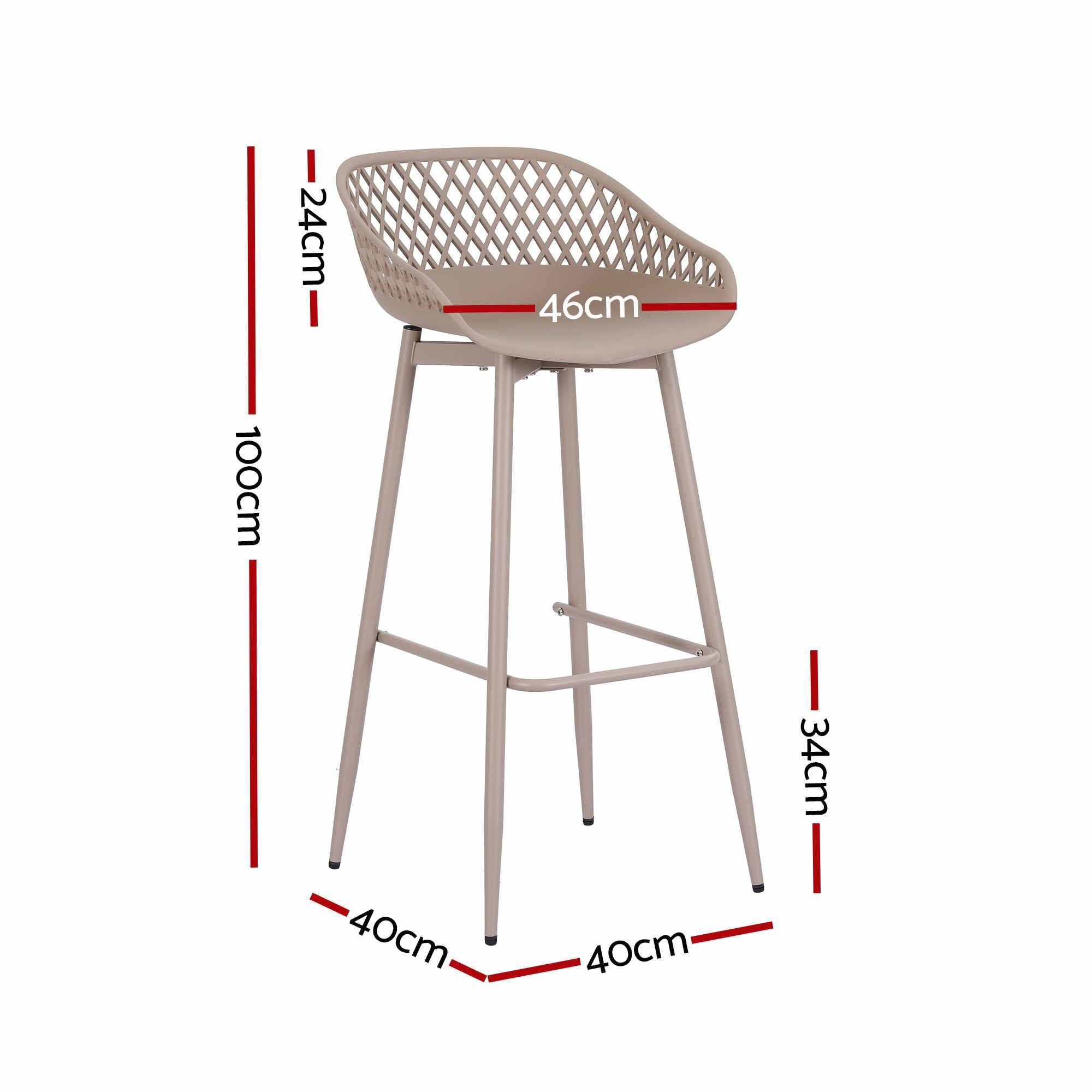 4-Piece Outdoor Bar Stools Plastic Metal Dining Chair Furniture Coffee