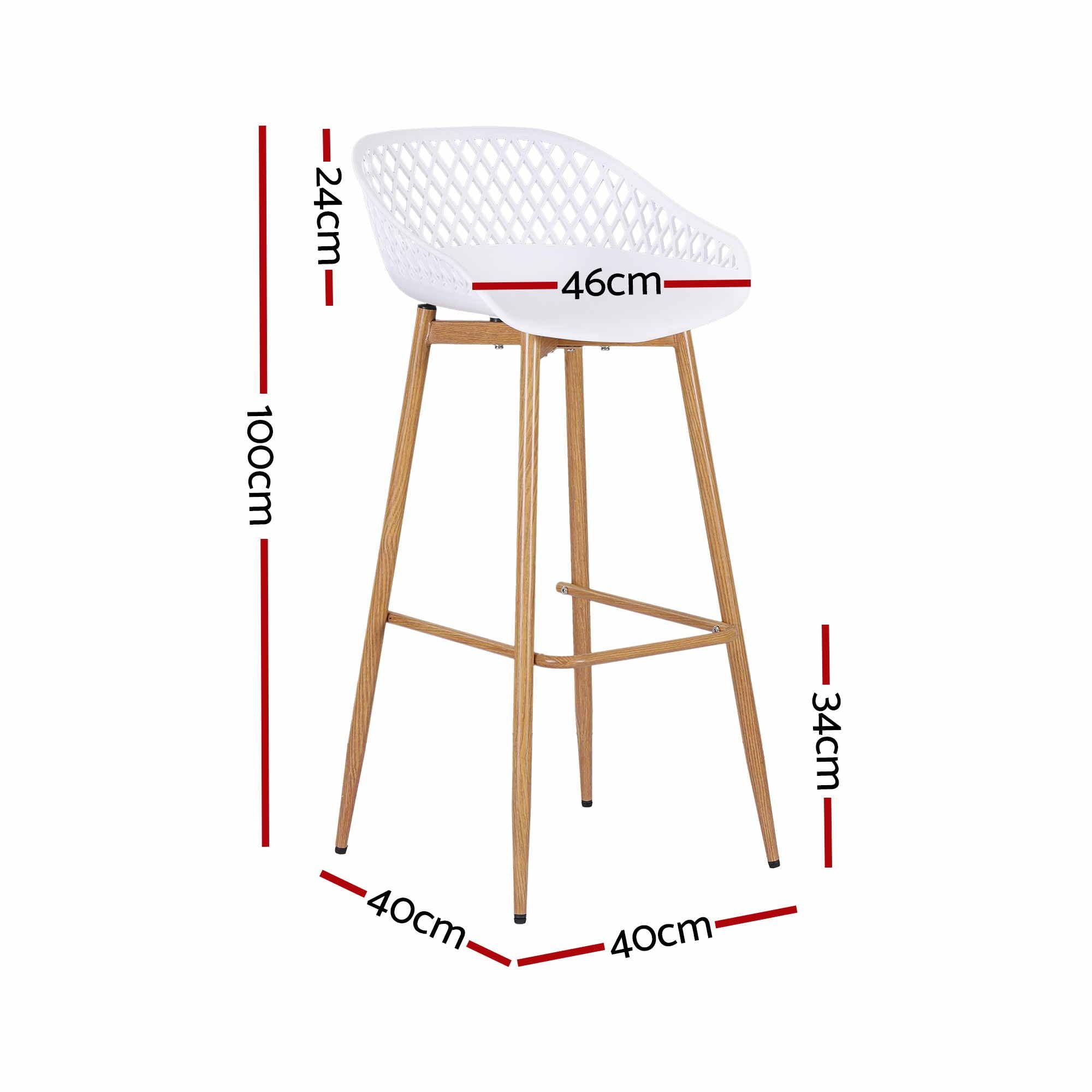 2PC Outdoor Bar Stools Plastic Metal Dining Chair Patio Furniture White
