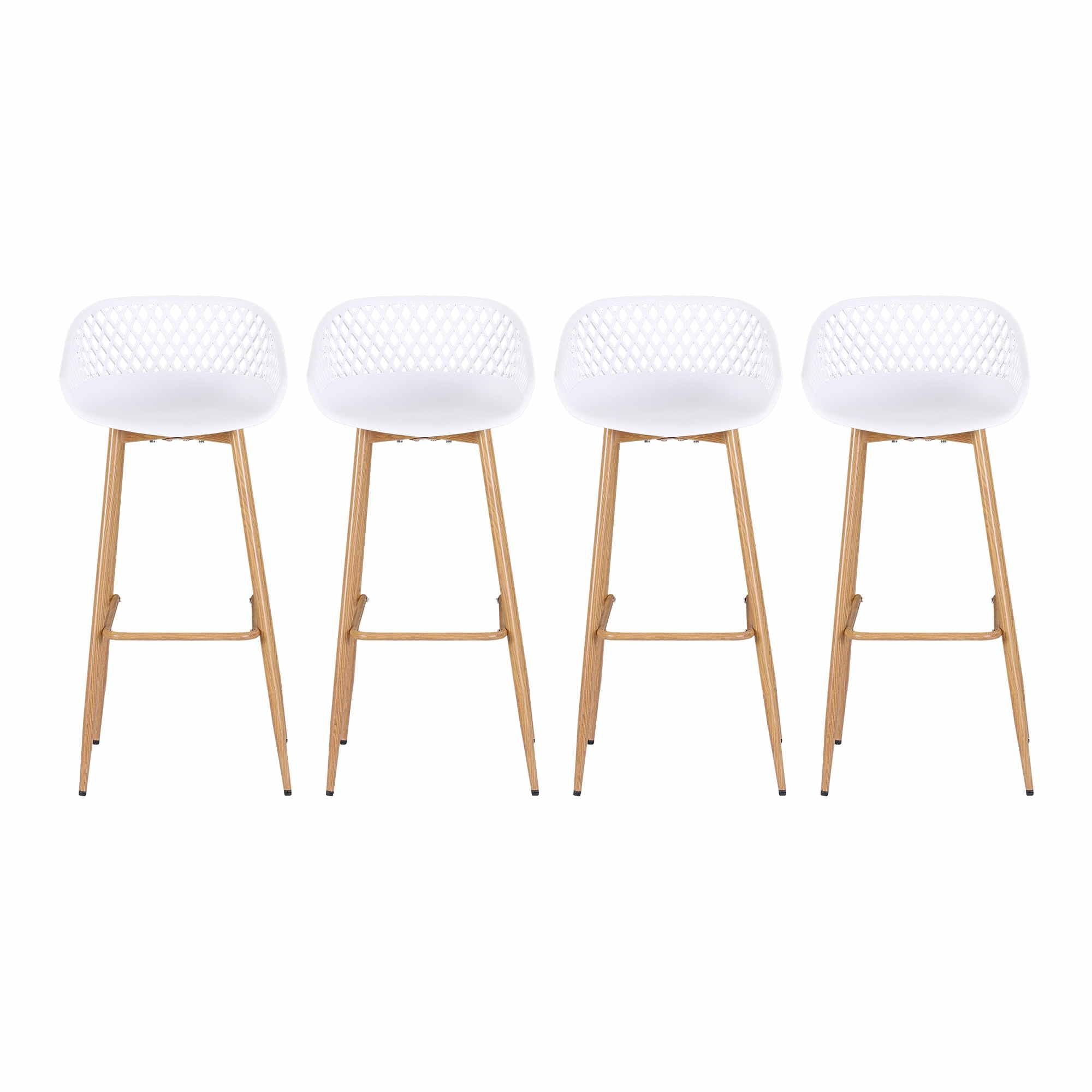 4-Piece Outdoor Bar Stools Plastic Metal Dining Chair Balcony White