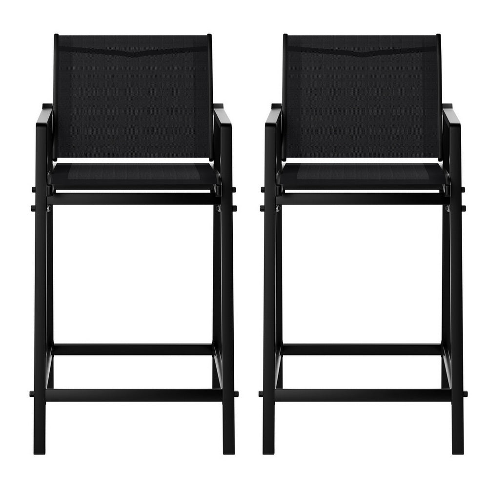 Set of 2 Bardon Outdoor Bar Stools - Black