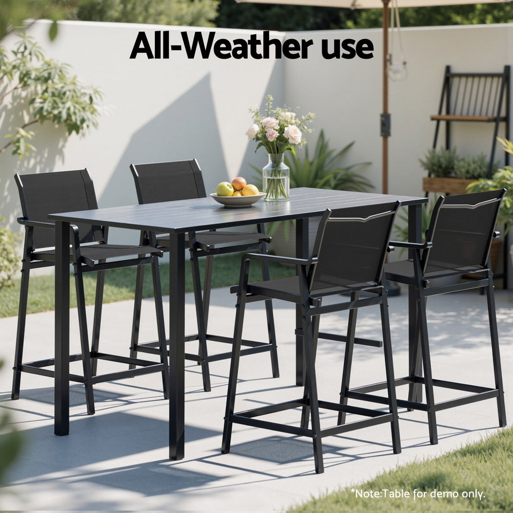 Set of 2 Bardon Outdoor Bar Stools - Black