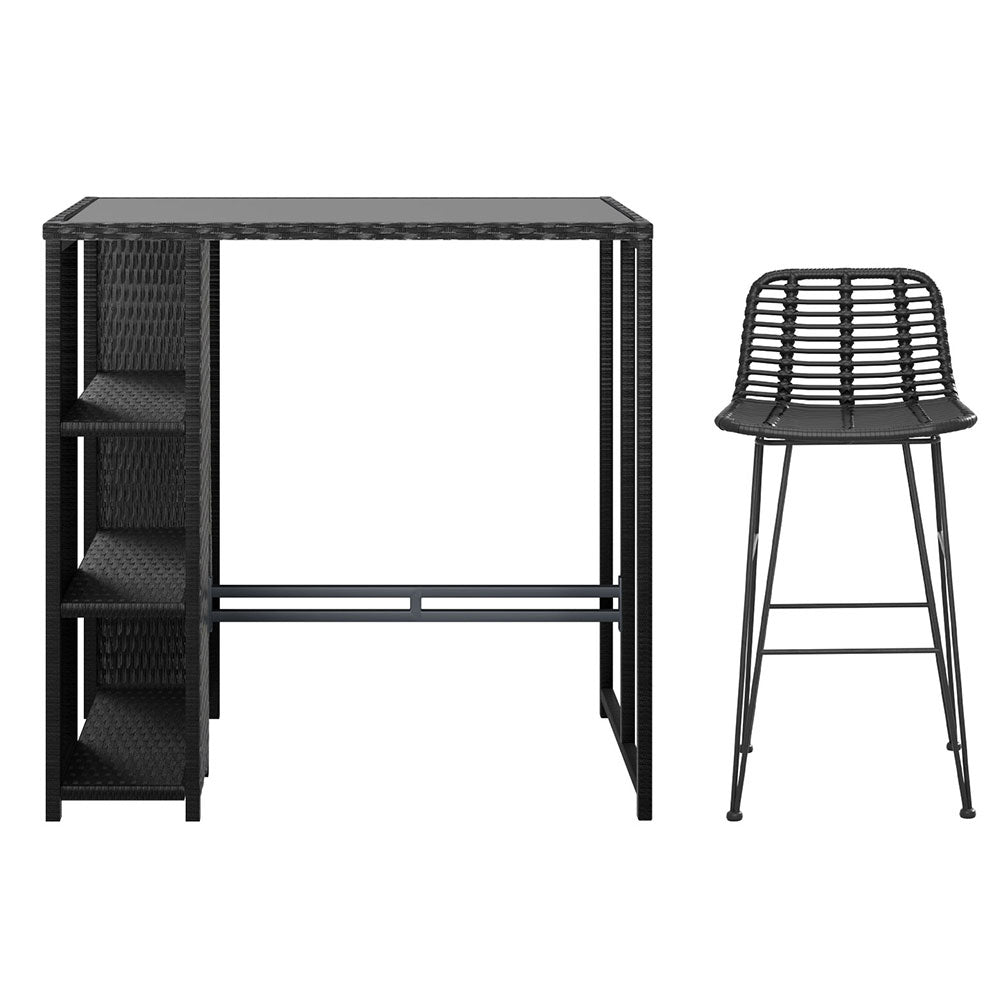 Stylish Outdoor Wicker Bar Set - Black