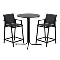 3 Piece Outdoor Bar Set with Textilene Stools & Table – Black