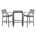 3Pcs Outdoor Bar Set Stools Dining Chairs Table Patio Aluminium Bistro Set Black