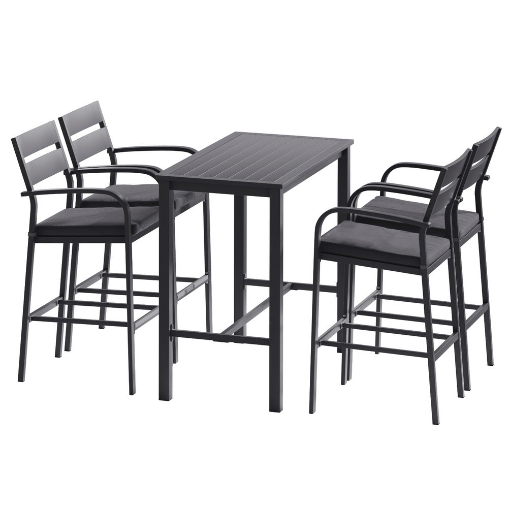 5 Piece Outdoor Aluminium Bar Set - Dark Grey