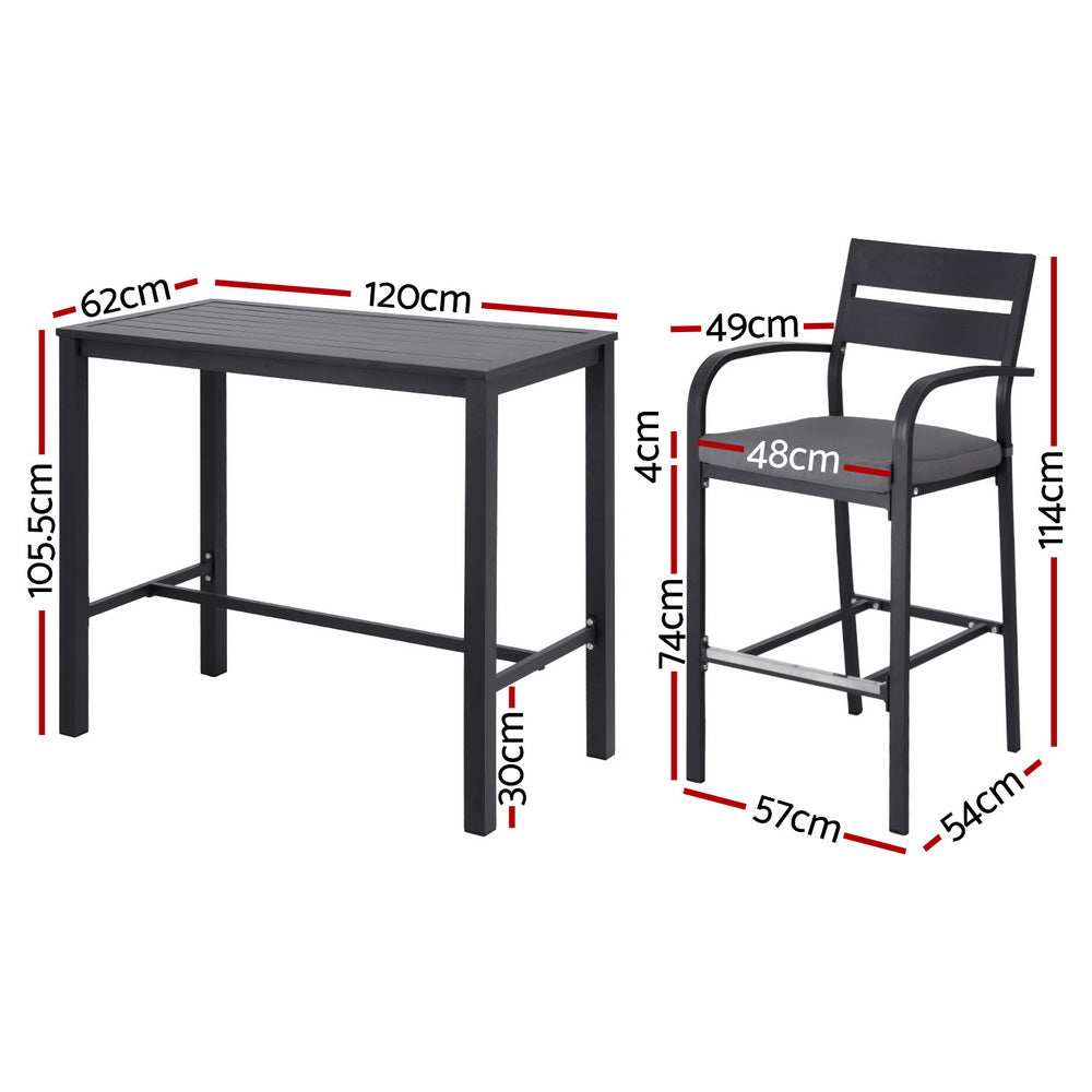 5 Piece Outdoor Aluminium Bar Set - Dark Grey