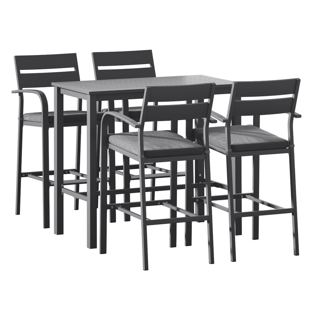 5 Piece Outdoor Aluminium Bar Set - Dark Grey