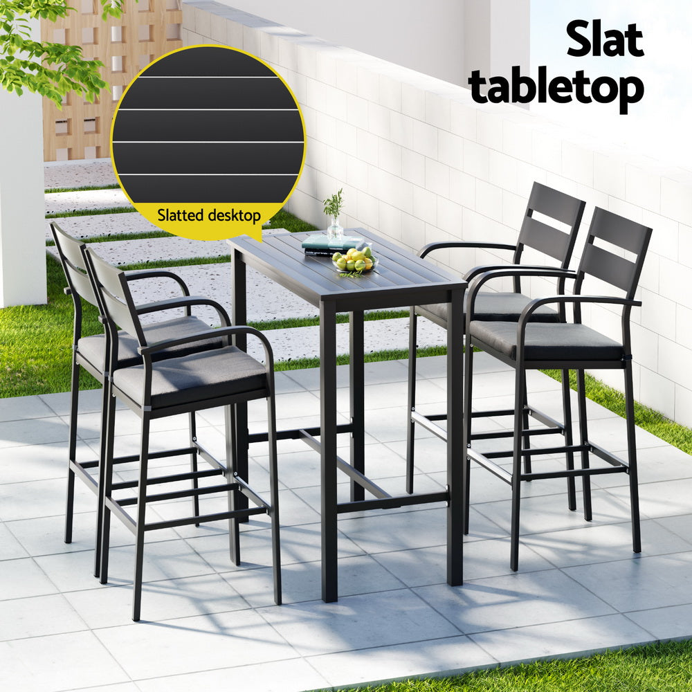 5 Piece Outdoor Aluminium Bar Set - Dark Grey