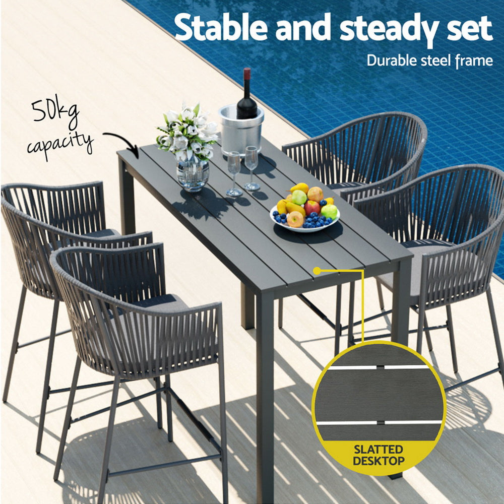 5pcs Outdoor Bar Table Furniture Set Chairs Table Patio Bistro 4 Seater