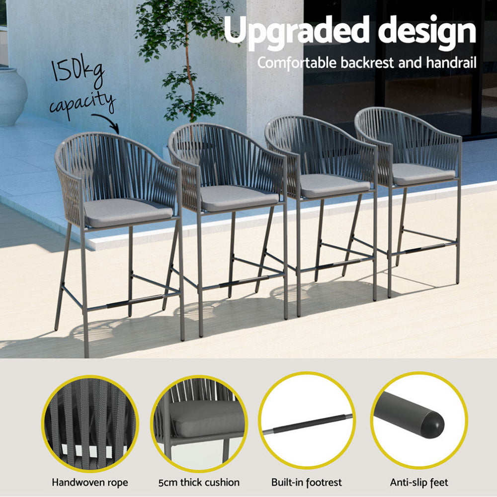 5pcs Outdoor Bar Table Furniture Set Chairs Table Patio Bistro 4 Seater