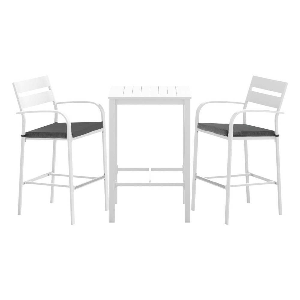 3 Piece Outdoor Aluminium Bar Set - White