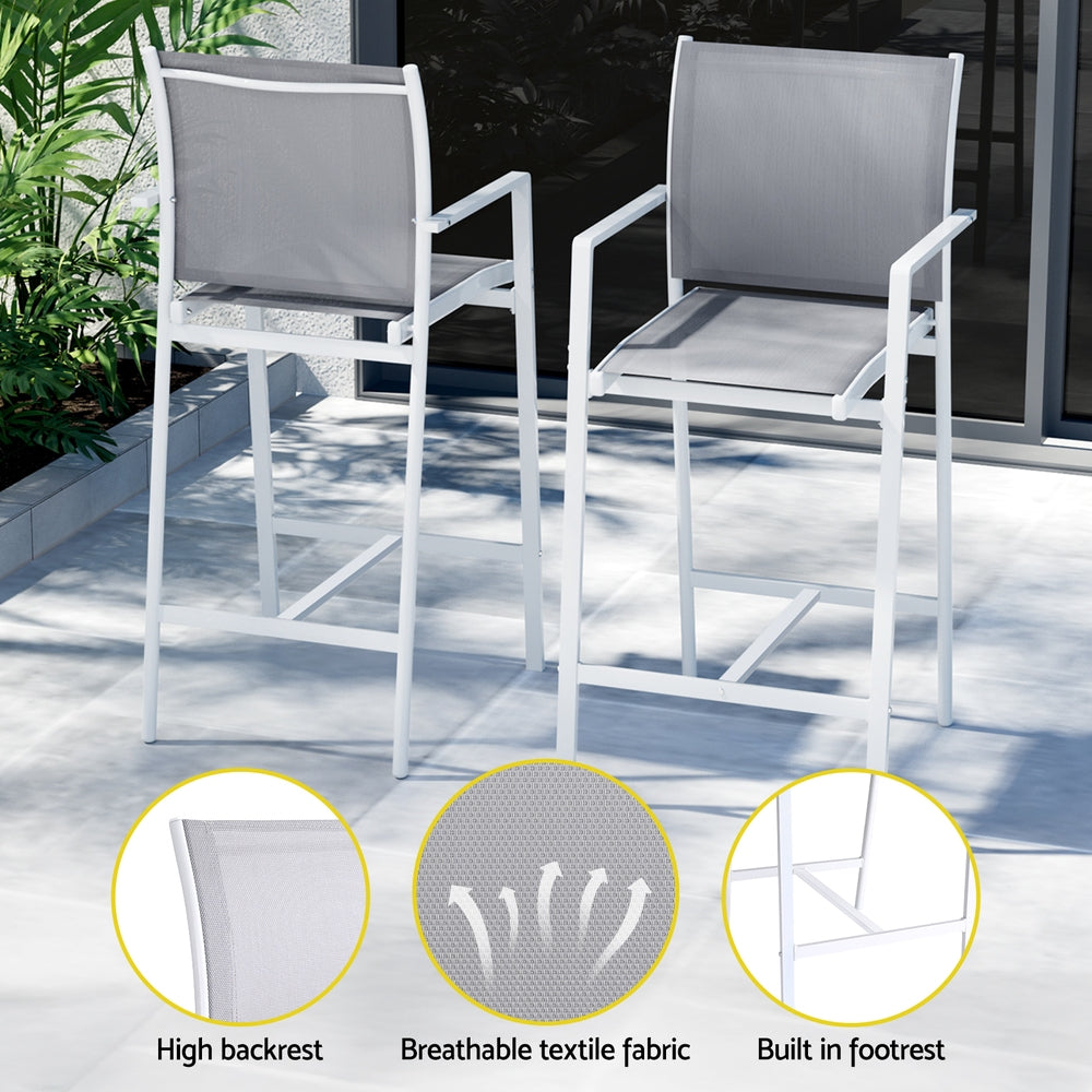 7-Piece Outdoor Bar Table & Stools Set – White