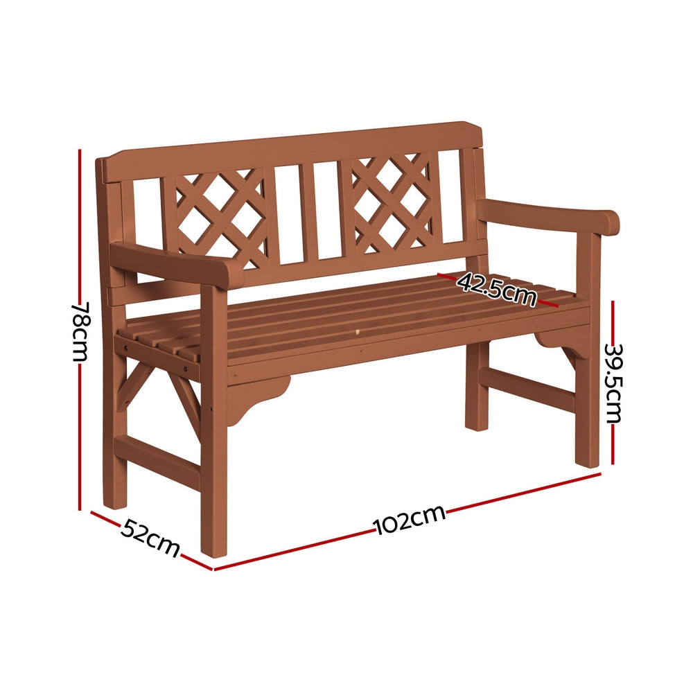 Outdoor Garden Bench Wooden Chair 2 Seat Patio Furniture Lounge Natural