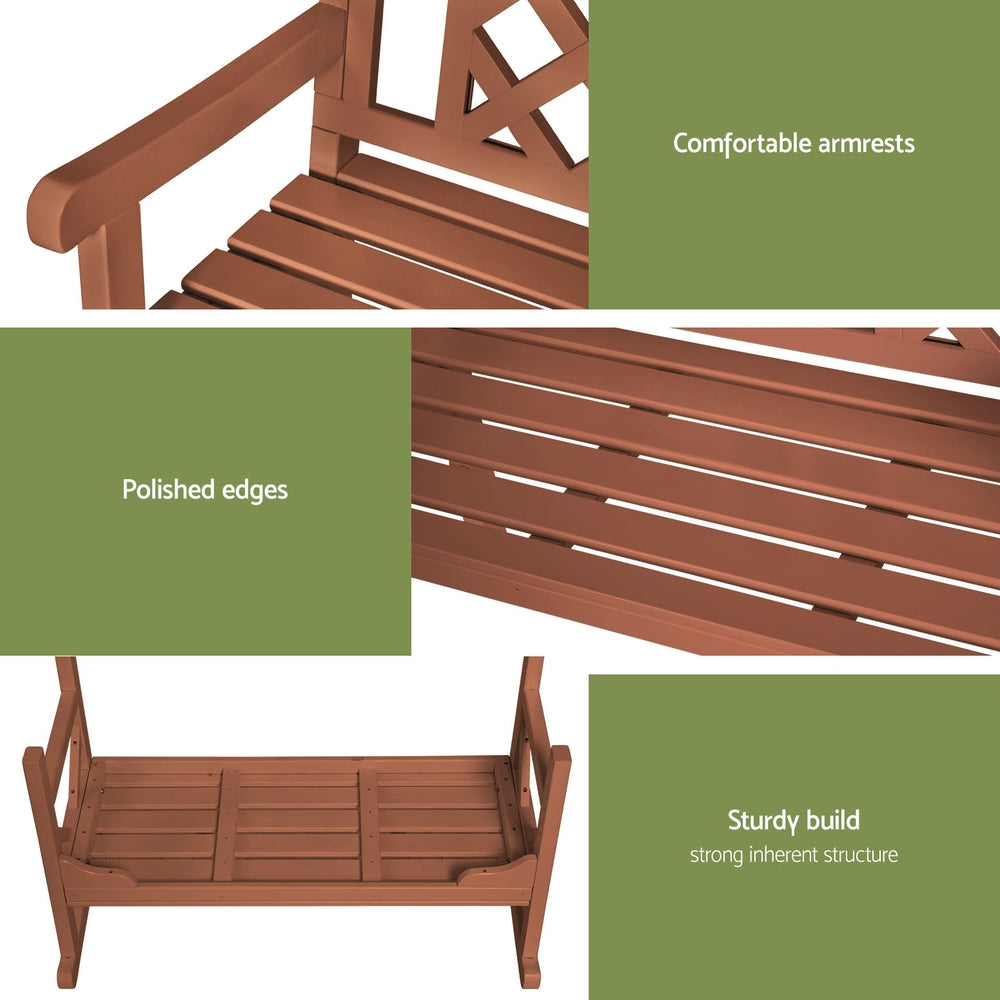 Outdoor Garden Bench Wooden Chair 2 Seat Patio Furniture Lounge Natural