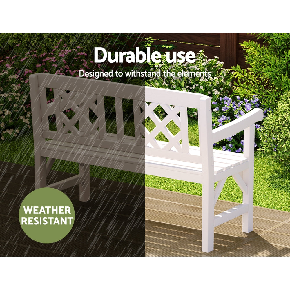 Outdoor Garden Bench Wooden Chair 2 Seat Patio Furniture Lounge White