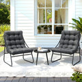 3PC Outdoor Bistro Set Steel Patio Table and Chairs - Grey