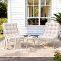 3PC Outdoor Bistro Set Patio Furniture Table and Chairs Steel Dining Chair Khaki