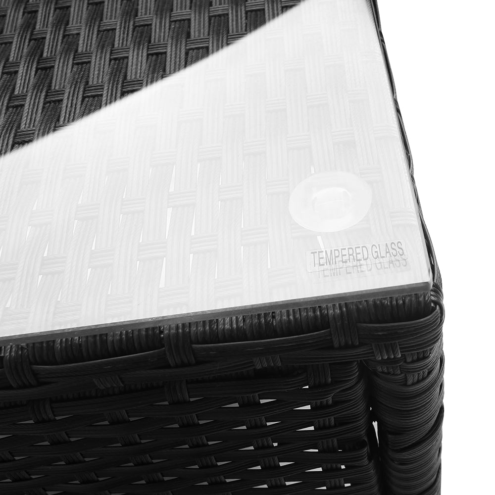 3PC Outdoor Bistro Set Patio Furniture Wicker Setting Chairs Table Cushion Black