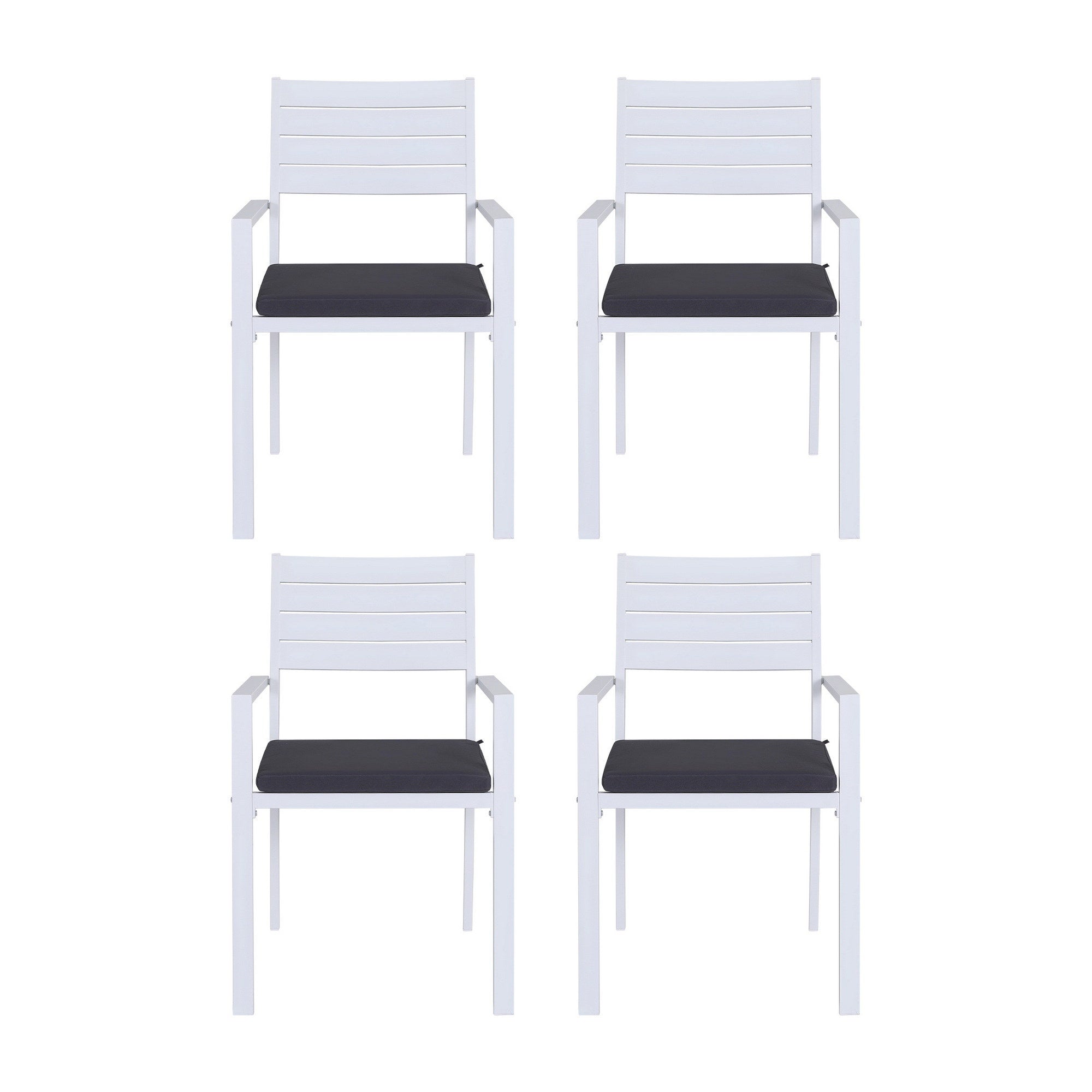 Set of 4 Outdoor Dining Chairs Stackable Aluminum Lounge Chair Patio Furniture