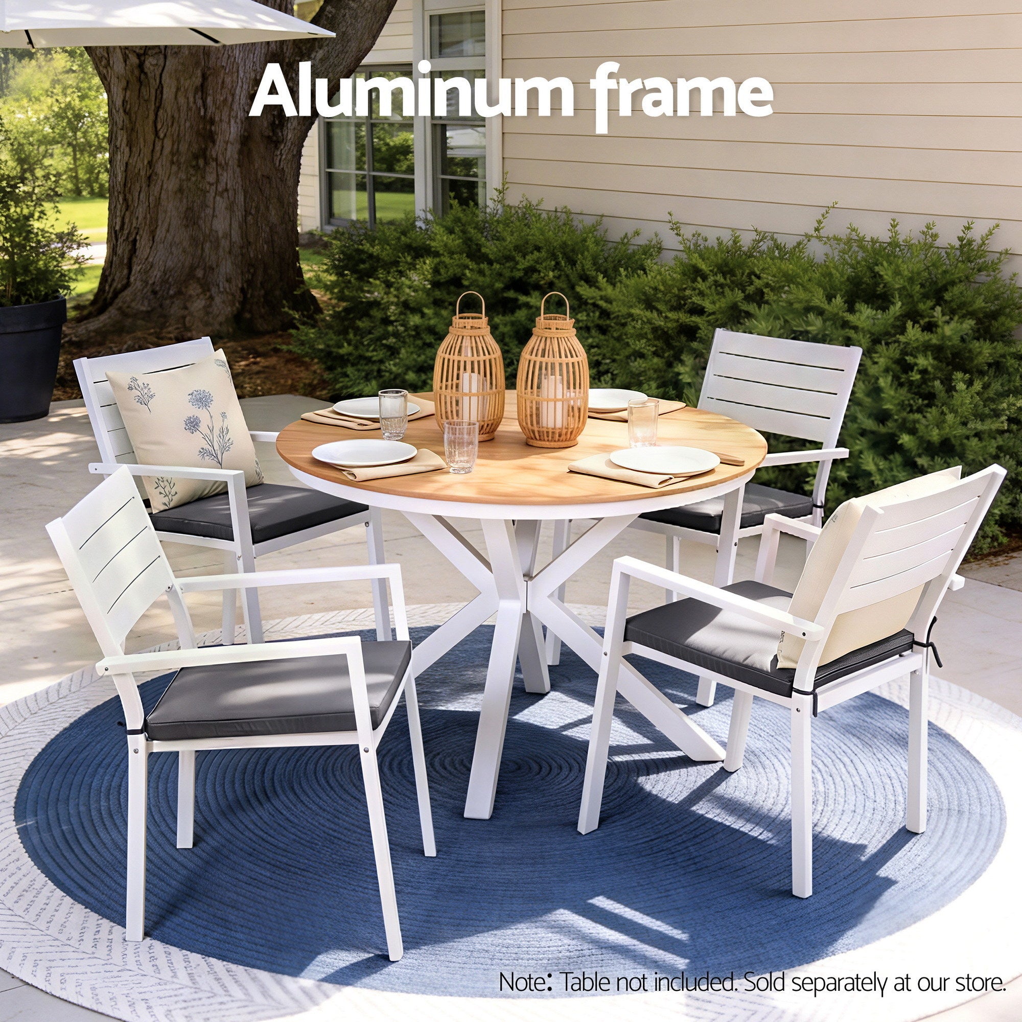 Set of 4 Outdoor Dining Chairs Stackable Aluminum Lounge Chair Patio Furniture