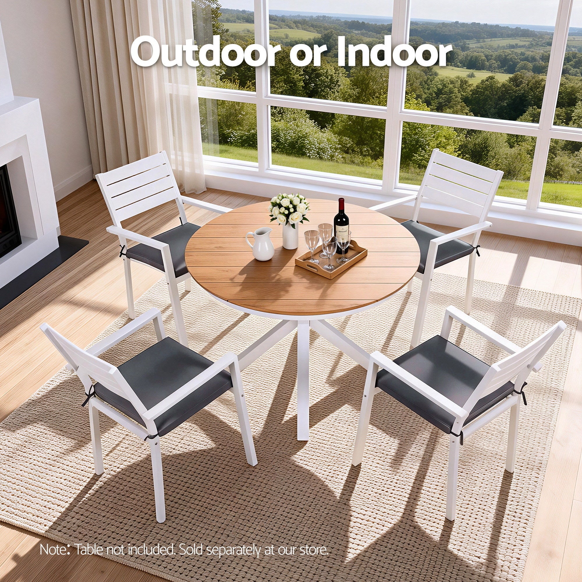 Set of 4 Outdoor Dining Chairs Stackable Aluminum Lounge Chair Patio Furniture