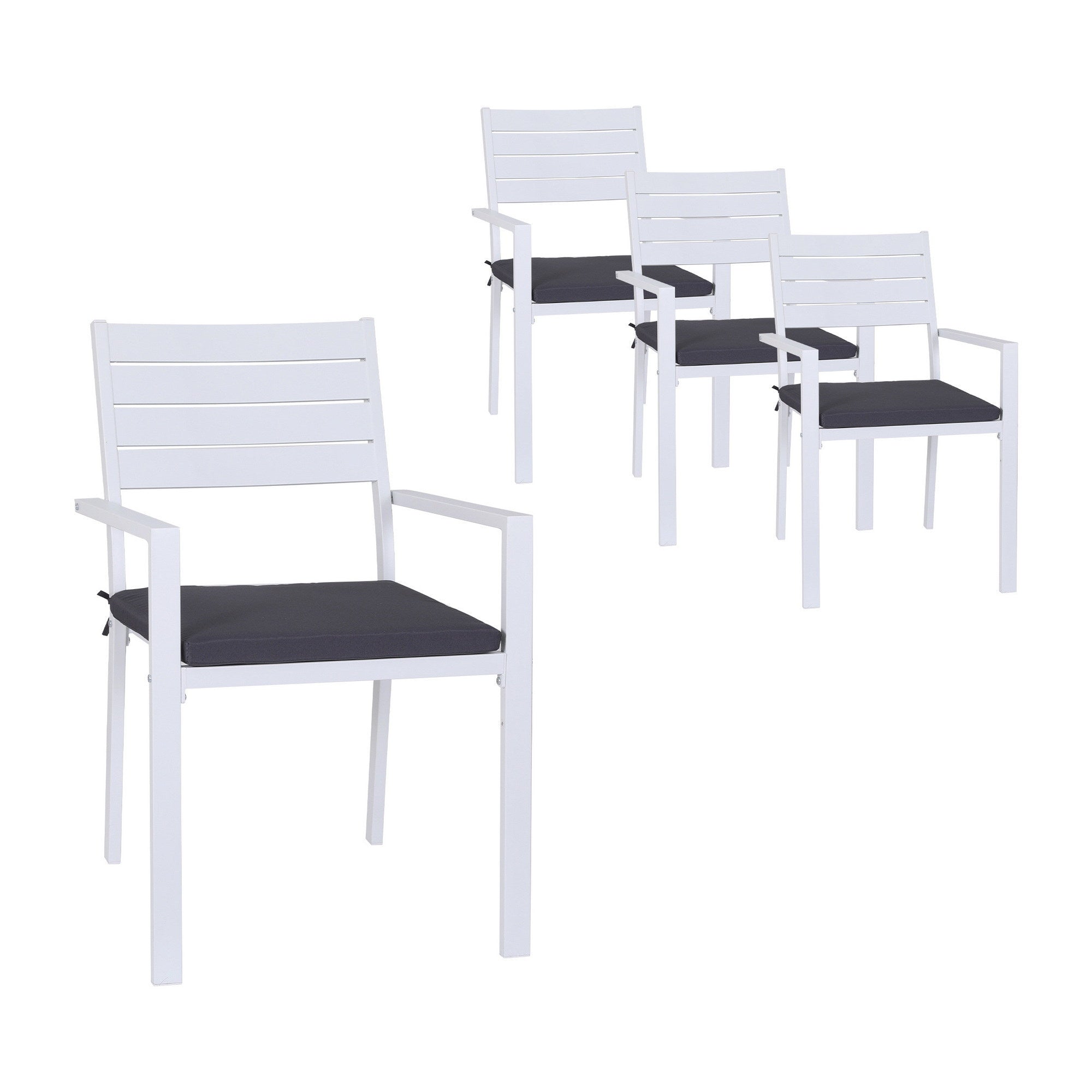 Set of 4 Outdoor Dining Chairs Stackable Aluminum Lounge Chair Patio Furniture