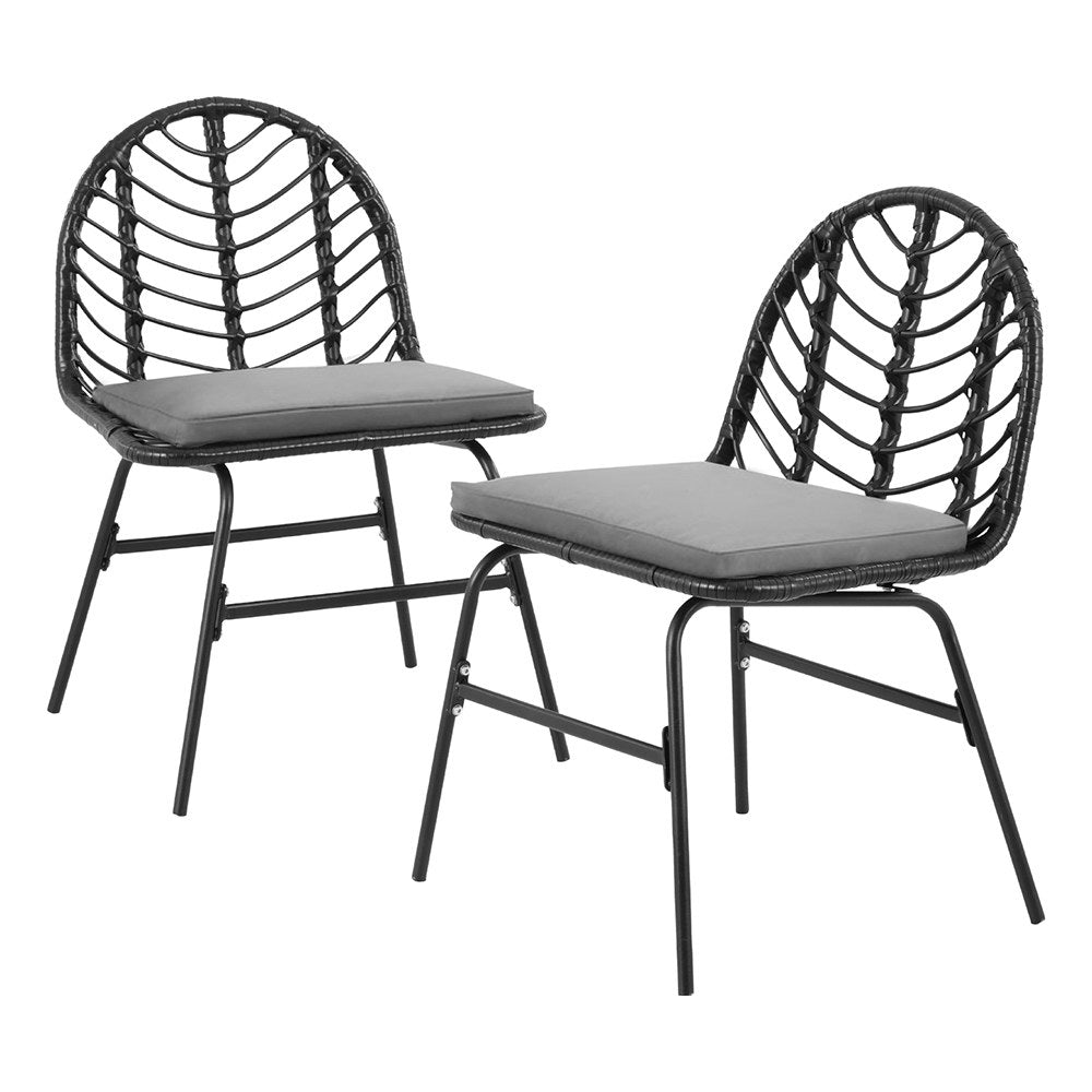 Set of 2 Kensington Wicker Outdoor Chairs - Black