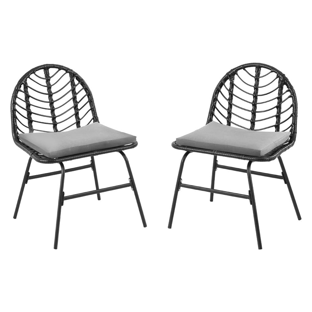 Set of 2 Kensington Wicker Outdoor Chairs - Black