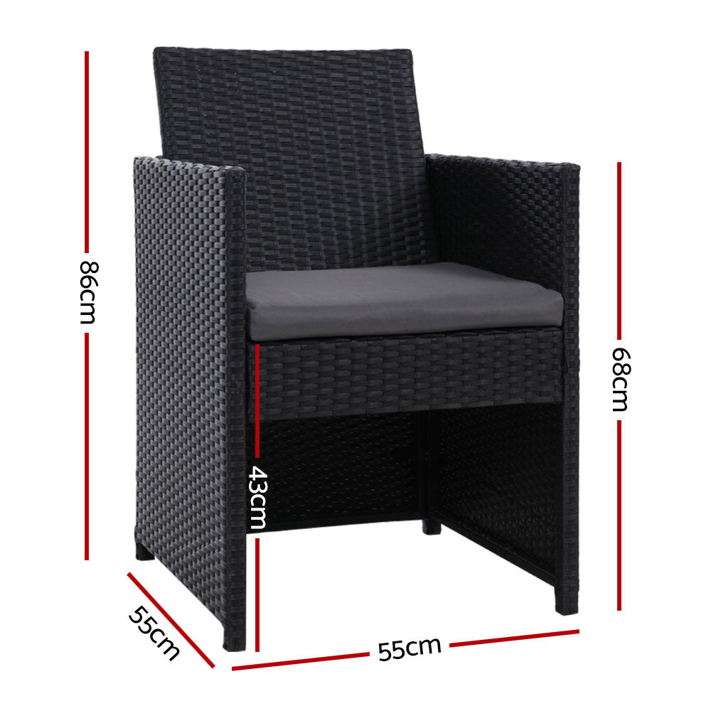 Set of 2 Hugo Outdoor Chairs - Black