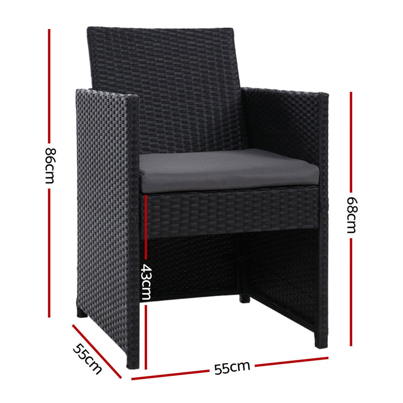 Set of 2 Hugo Outdoor Chairs - Black