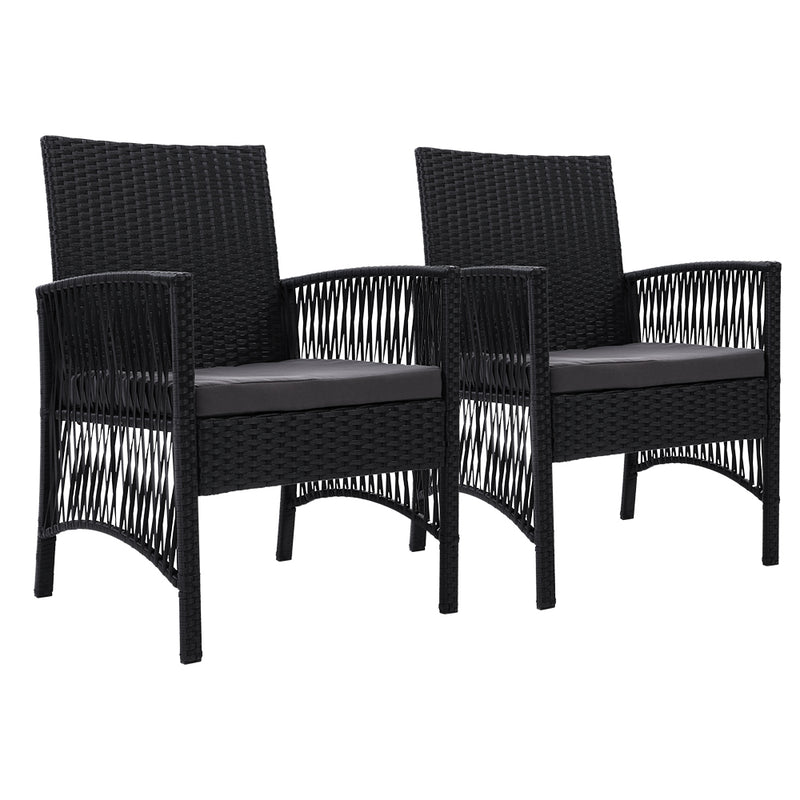 2PC Outdoor Dining Chairs Patio Furniture Wicker Lounge Chair Garden