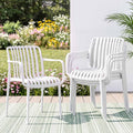4PC Outdoor Dining Chairs Patio Furniture PP Stackable Chair Garden White