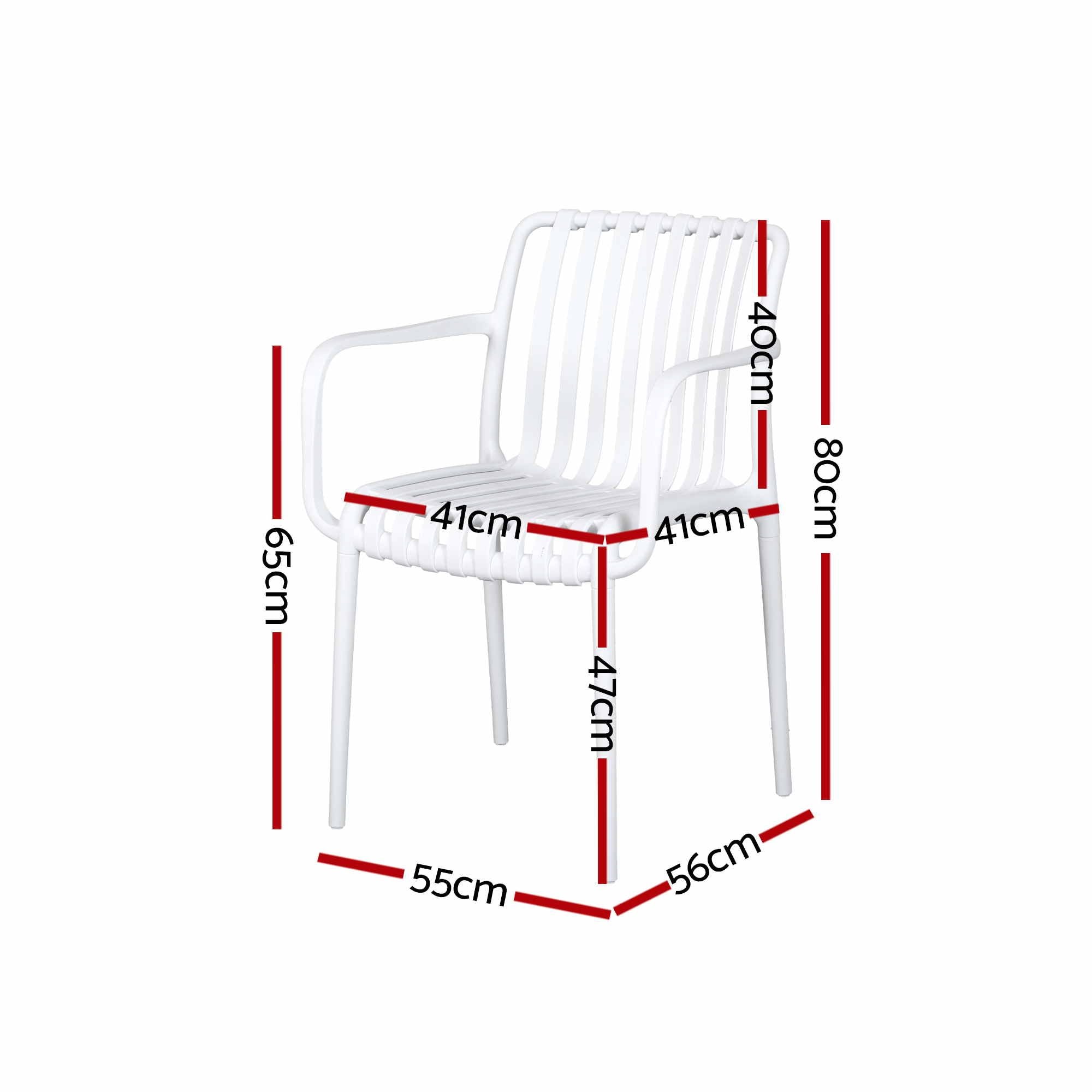 4PC Outdoor Dining Chairs Patio Furniture PP Stackable Chair Garden White