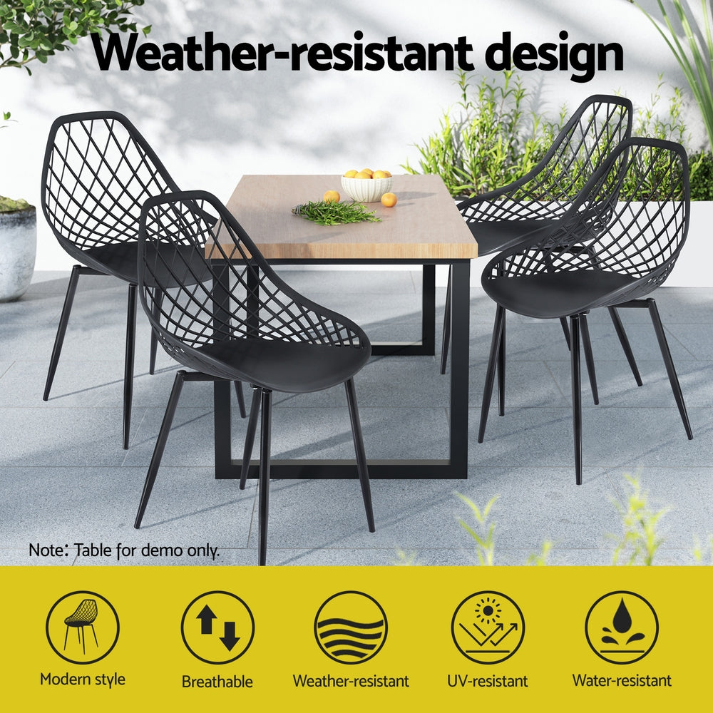 4PC Outdoor Dining Chairs PP Lounge Chair Patio Garden Furniture Black