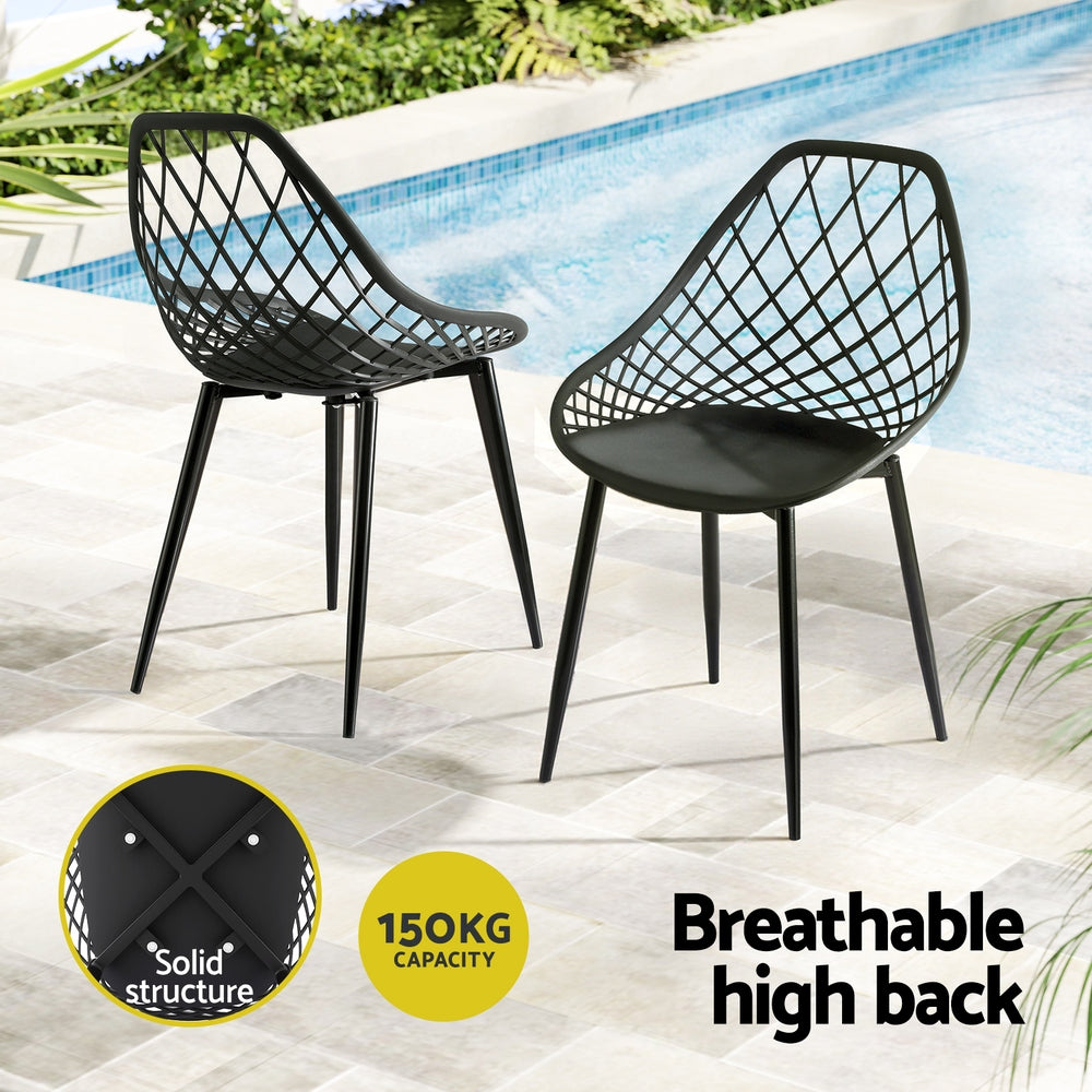 4PC Outdoor Dining Chairs PP Lounge Chair Patio Garden Furniture Black