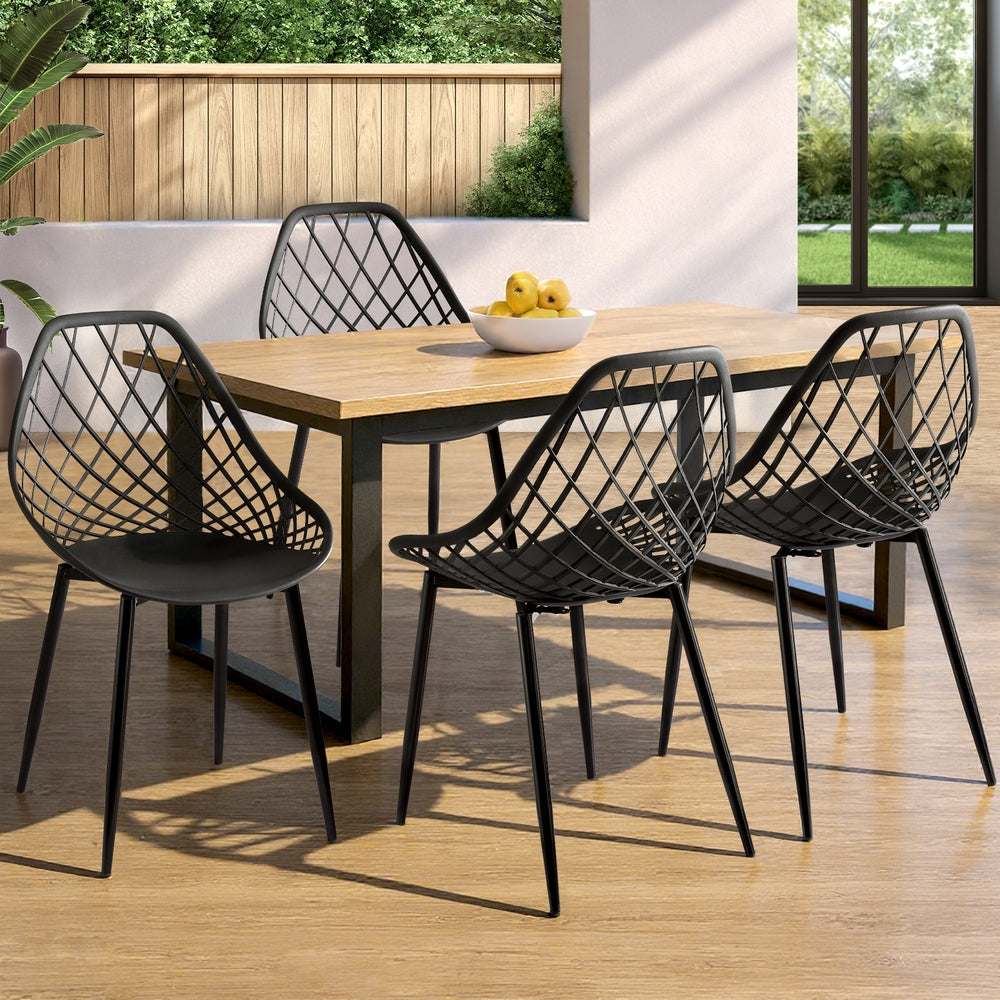 4PC Outdoor Dining Chairs PP Lounge Chair Patio Garden Furniture Black