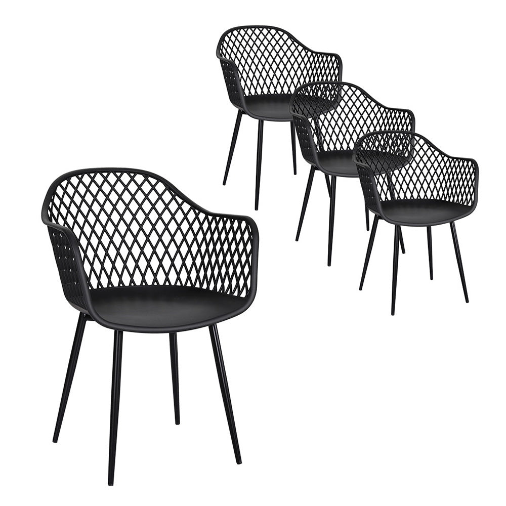 Set of 4 Penelope Water & UV Resistant Outdoor Chairs - Black